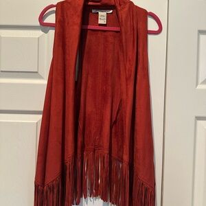 American Rag Rust Fringe Vest